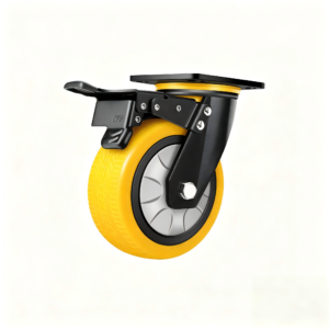 Heavy Duty Polyurethane Swivel Casters with Brake, 4/5/6/8 Inch, Industrial Silent Wear-Resistant Anti-Tangle Wheels