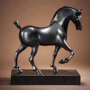 Elegant Brass Ornaments Black Bronze Abstract Horse Sculpture Luxury Desk Decor Statue