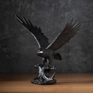 Elegant Black Finished Brass Eagle Sculpture Majestic Bird of Prey Metal Ornament Inspirational Desktop Decor Gift for Eagle Lovers