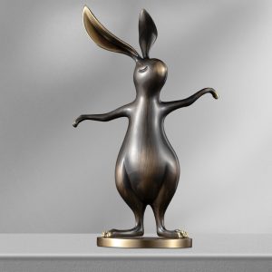Vintage Brass Dancing Rabbit Sculpture Luxury Home Decor Elegant Brass Ornament