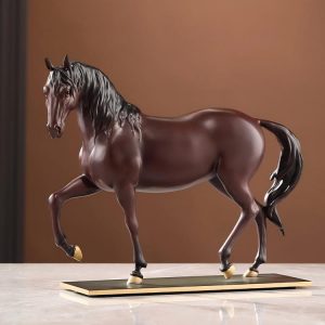 Elegant Brass Horse Sculpture Symbol of Success Tabletop Ornament for Office Home Decor