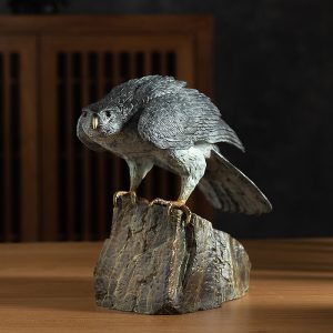 Brass Peregrine Falcon Statue Realistic Eagle Sculpture Home Living Room Office Decor Ornament