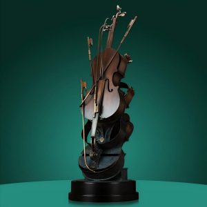 Exclusive Brass Violin Sculpture Abstract Musical Instrument Art Statue Modern Metal Decorative Ornament for Home Hotel Display