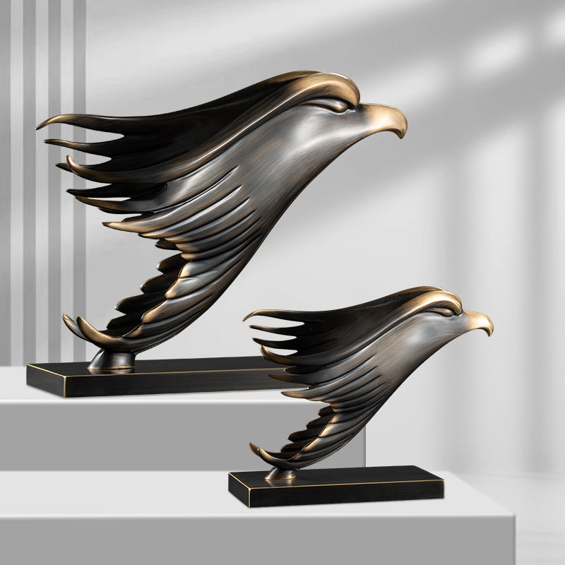 Brass Eagle Head Sculpture Abstract Flying Hawk Head Statue Metal Eagle Ornament for Office Desktop Decor Business Gift - Image 2
