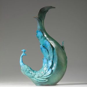 Colored Brass Peacock Statue Artistic Peacock Sculpture Elegant Home Hotel Ornament