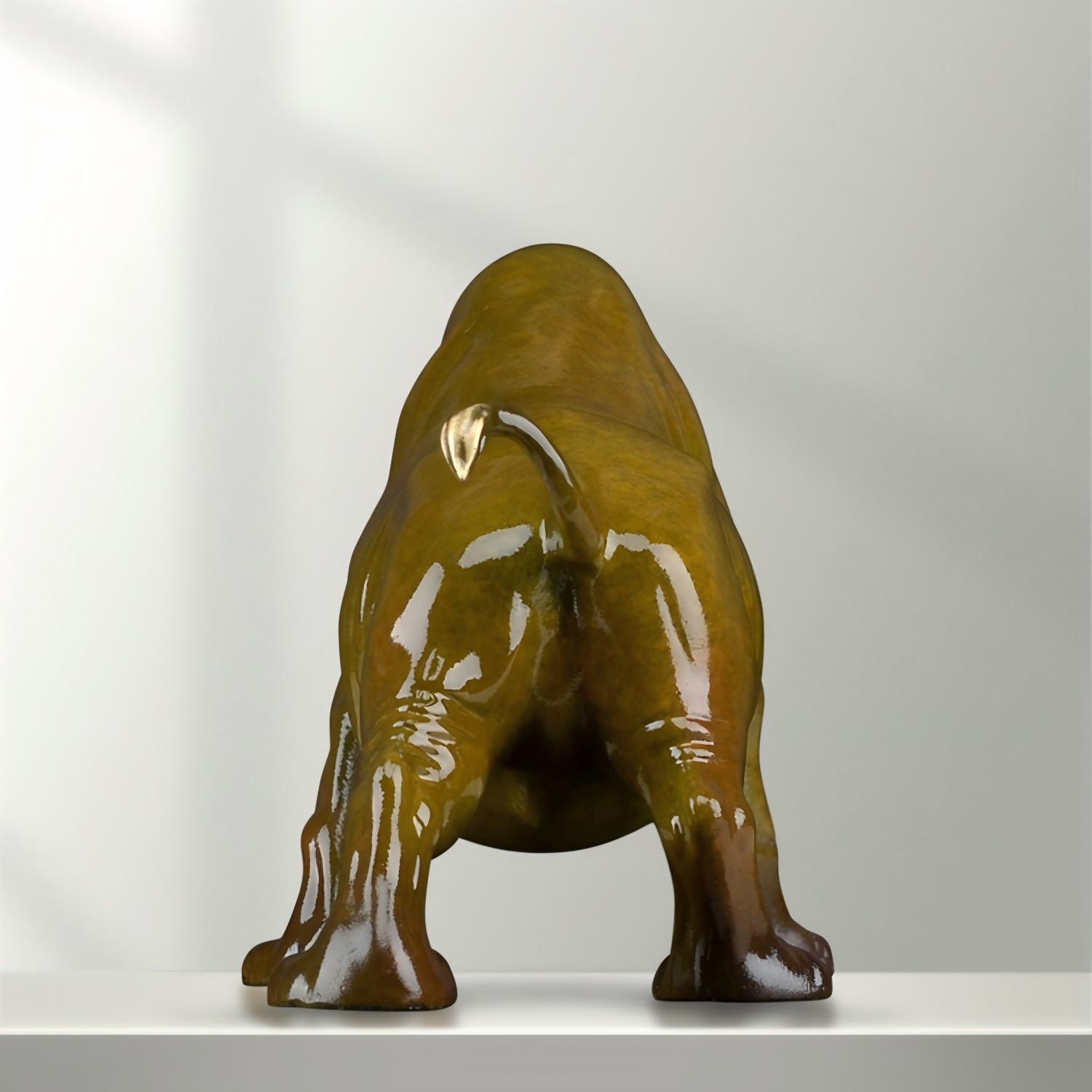Brass Rhinoceros Sculpture Ornament Unique Rhino Statue for Home Office Tabletop Luxury Decor - Image 6