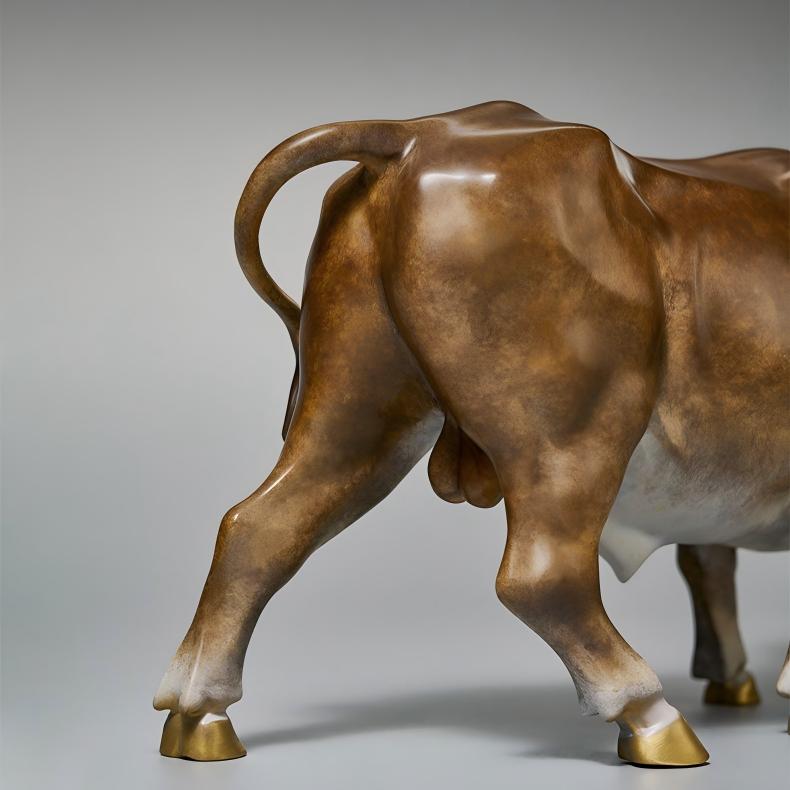 Two-Piece Brass Buffalo Sculpture Set Handcrafted Copper Ox Figurines Home Decoration Gift - Image 5