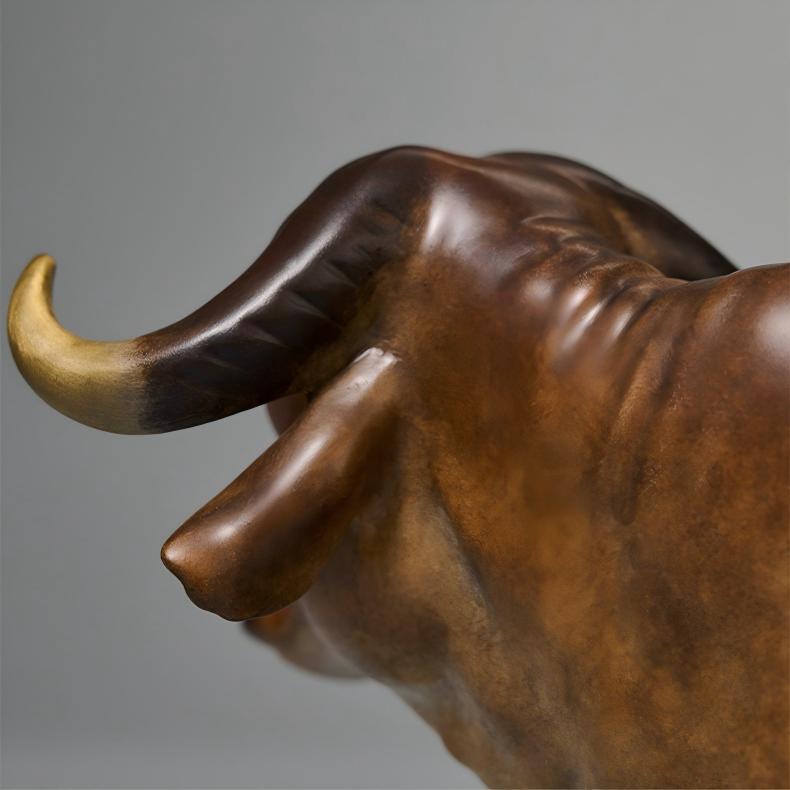 Two-Piece Brass Buffalo Sculpture Set Handcrafted Copper Ox Figurines Home Decoration Gift - Image 6