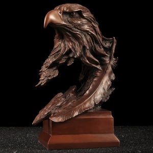 Luxury Copper Eagle Head Sculpture Exclusive Eagle Bust Statue Desktop Copper Ornament Wildlife Decor for Office Home