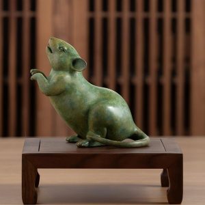 Realistic Brass Rat Statue Bronze Ornament Mouse Sculpture Brass Animal Decor for Home Office Tabletop Display