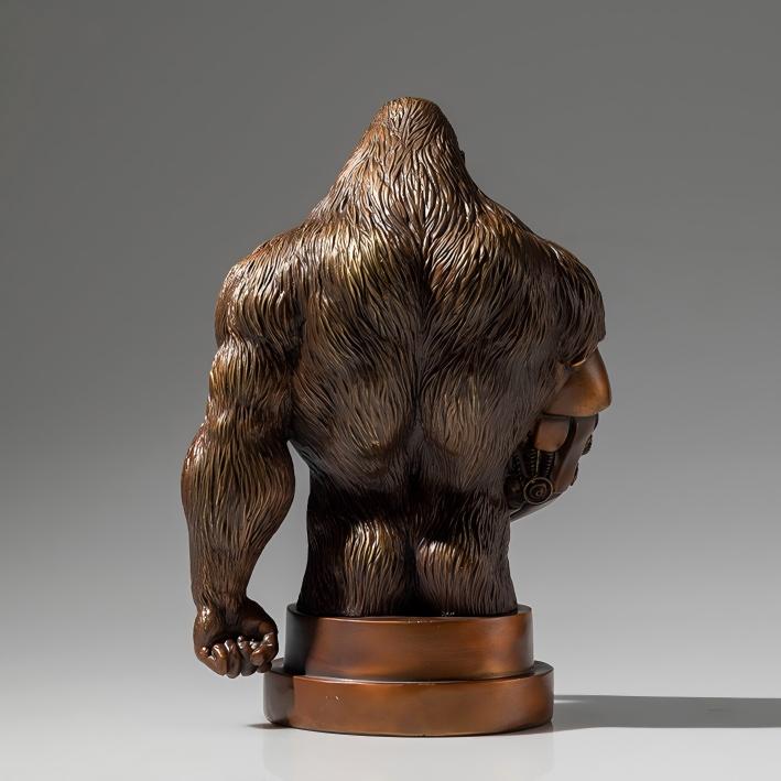 Steampunk Cyborg Gorilla Bust Statue Brass Material Mechanical Ape Figurine Exclusive Shelf Ornament for Home Living Room - Image 3