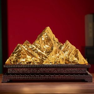Golden Mountain Figurine Fortune Symbol Brass Mountain Ornament Office Desktop Decor Unique Business Gift